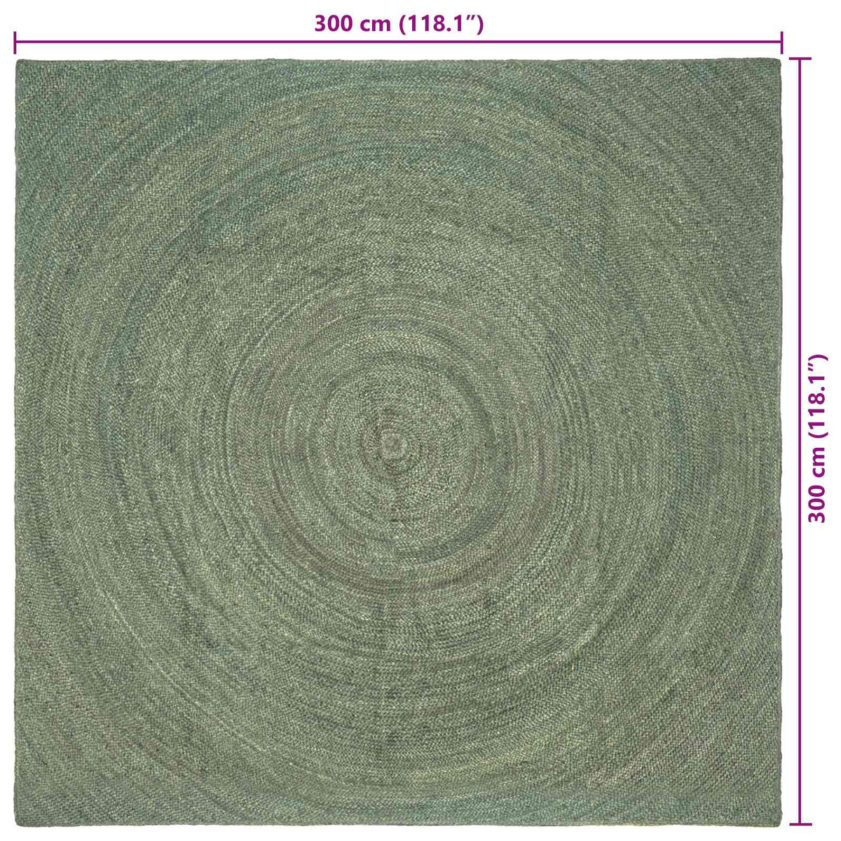 Tepisi za područja Maslinastozelena 300 x 300 cm Juta