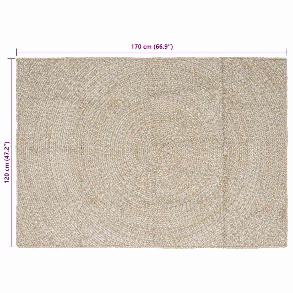 Tepisi za područja Prirodna i bijela 120 x 170 cm Juta