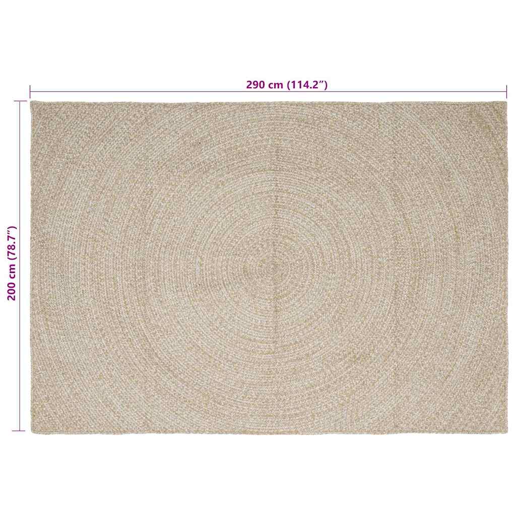Tepisi za područja Prirodna i bijela 200 x 290 cm Juta