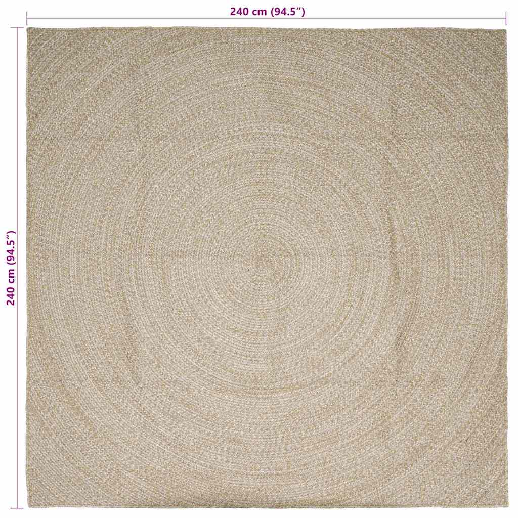 Tepisi za područja Prirodna i bijela 240 x 240 cm Juta