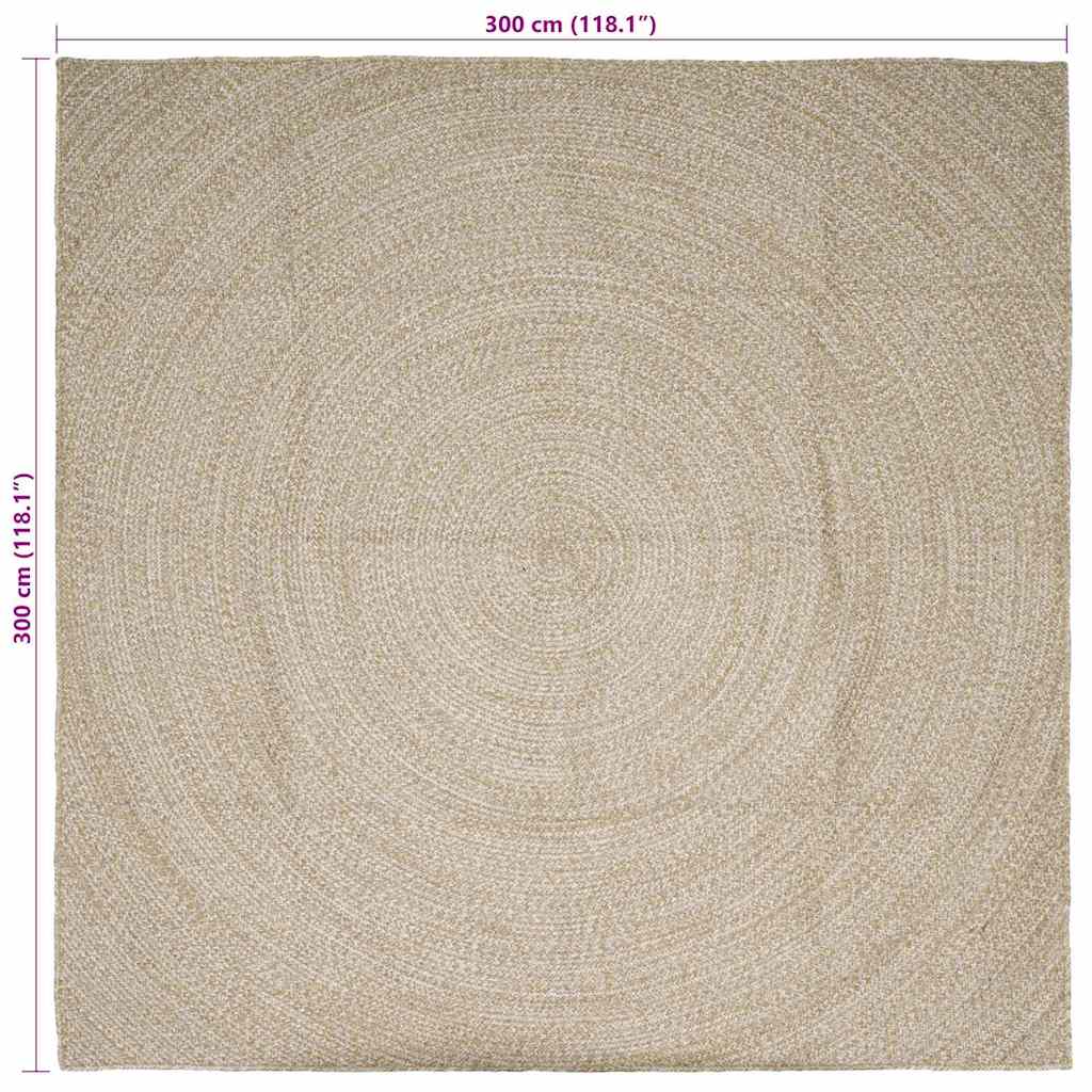 Tepisi za područja Prirodna i bijela 300 x 300 cm Juta