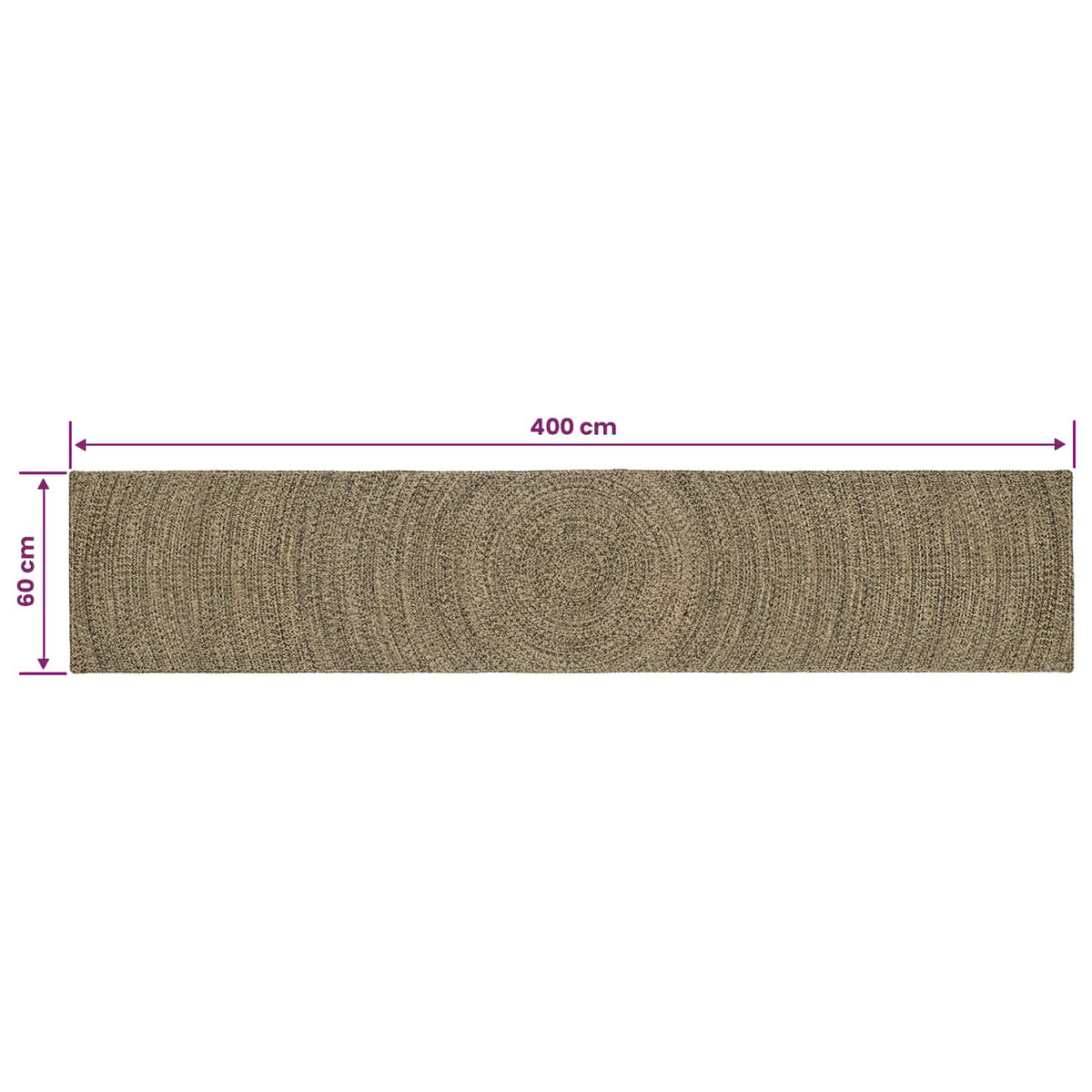 Tepisi za područja Prirodna i crna 60 x 400 cm Juta