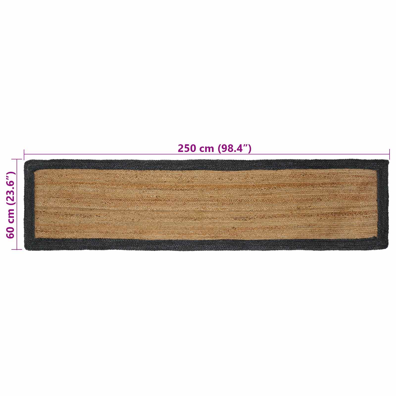 Tepisi za područja Tamnosiva 60 x 250 cm Juta