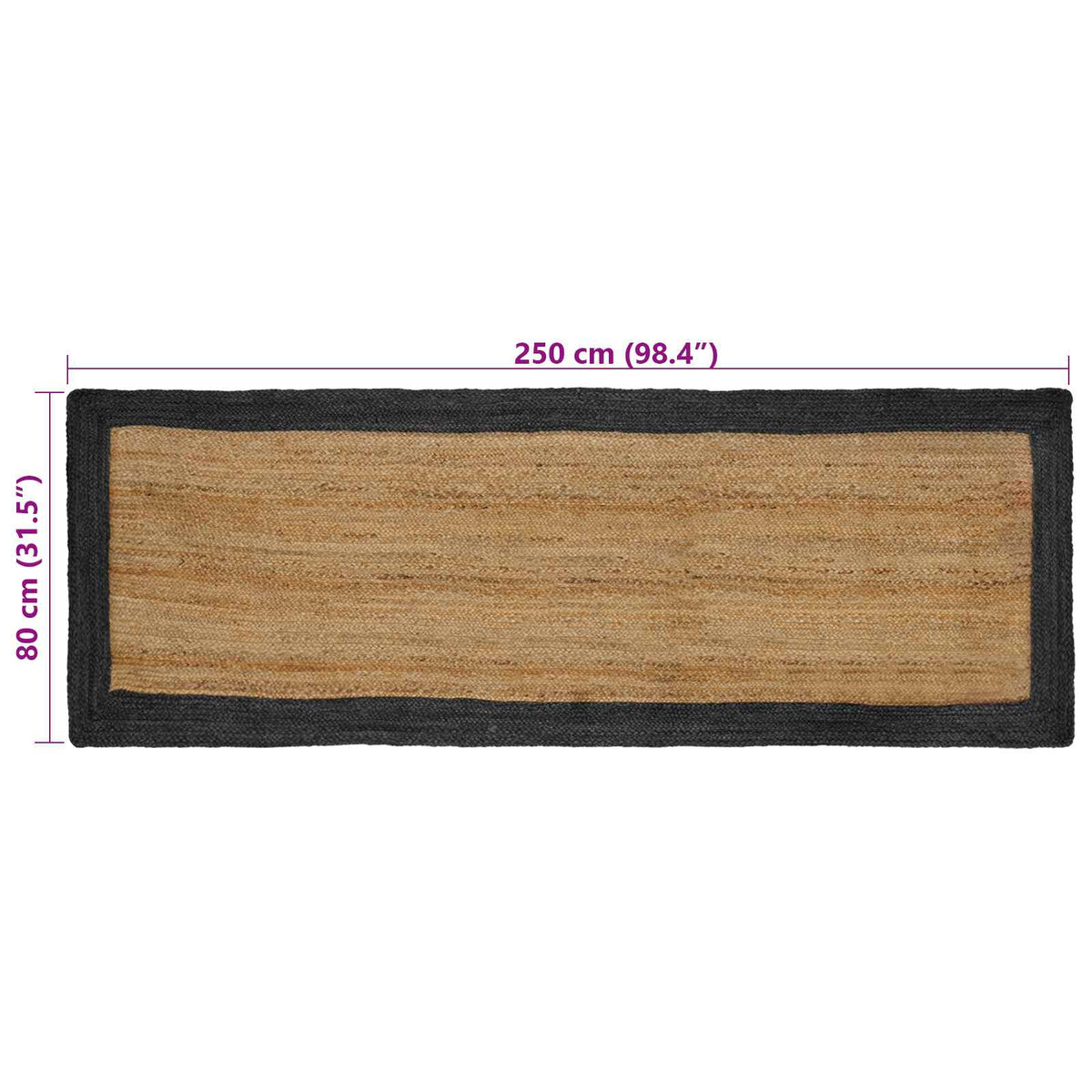 Tepisi za područja Tamnosiva 80 x 250 cm Juta