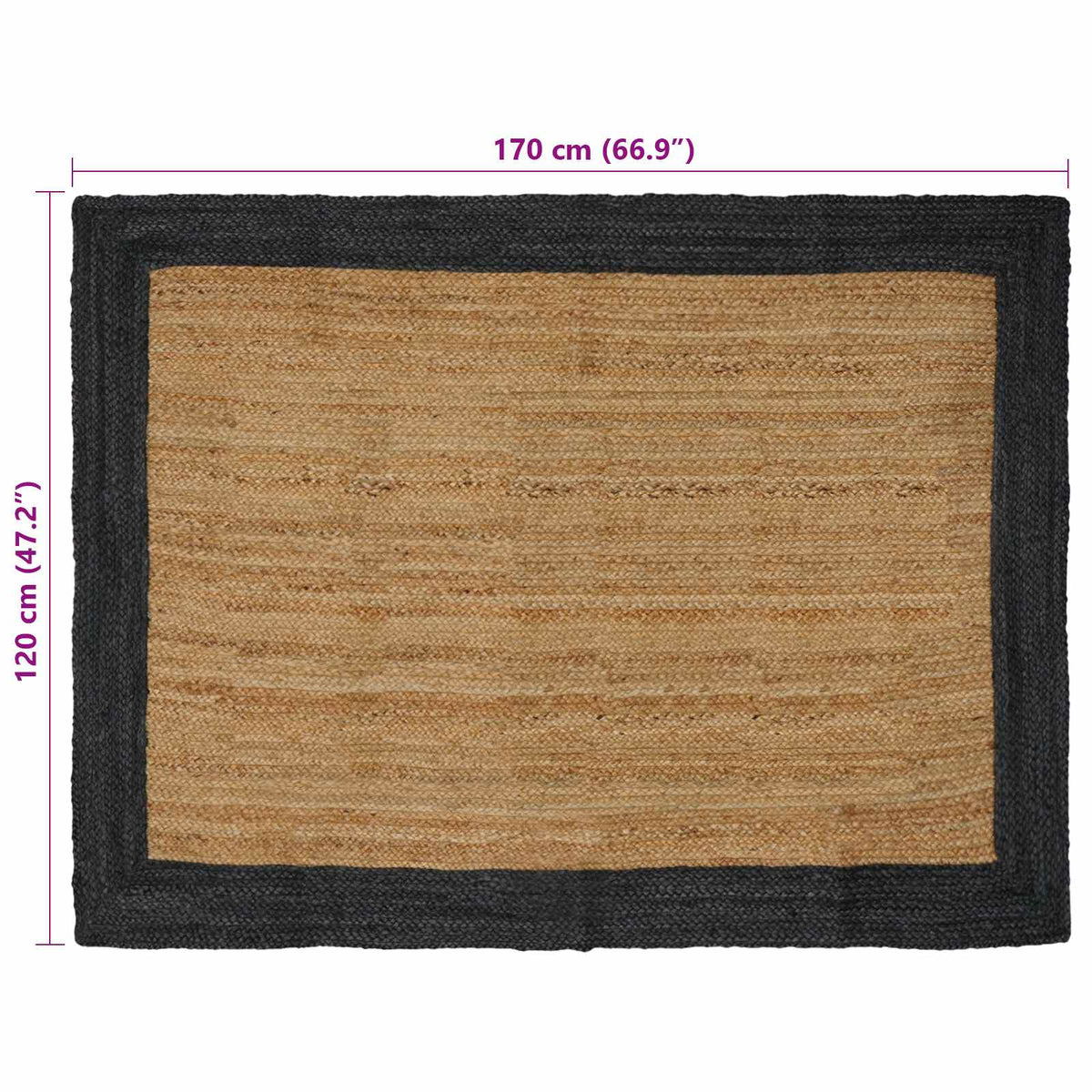 Tepisi za područja Tamnosiva 120 x 170 cm Juta