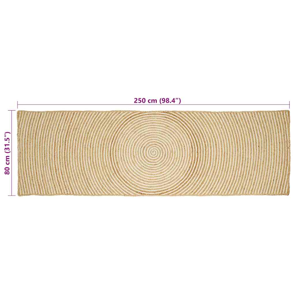 Tepisi za područja Bijela 80 x 250 cm Juta