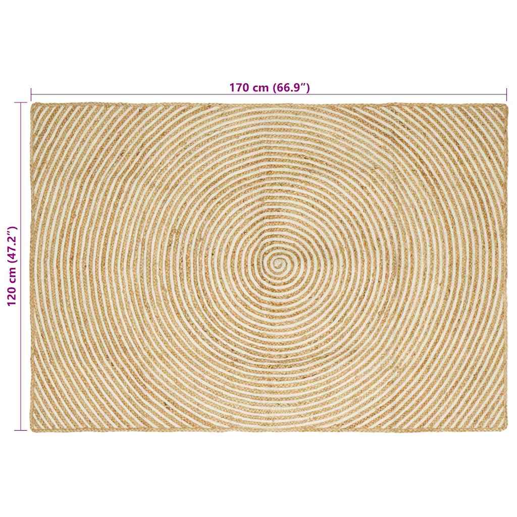 Tepisi za područja Bijela 120 x 170 cm Juta
