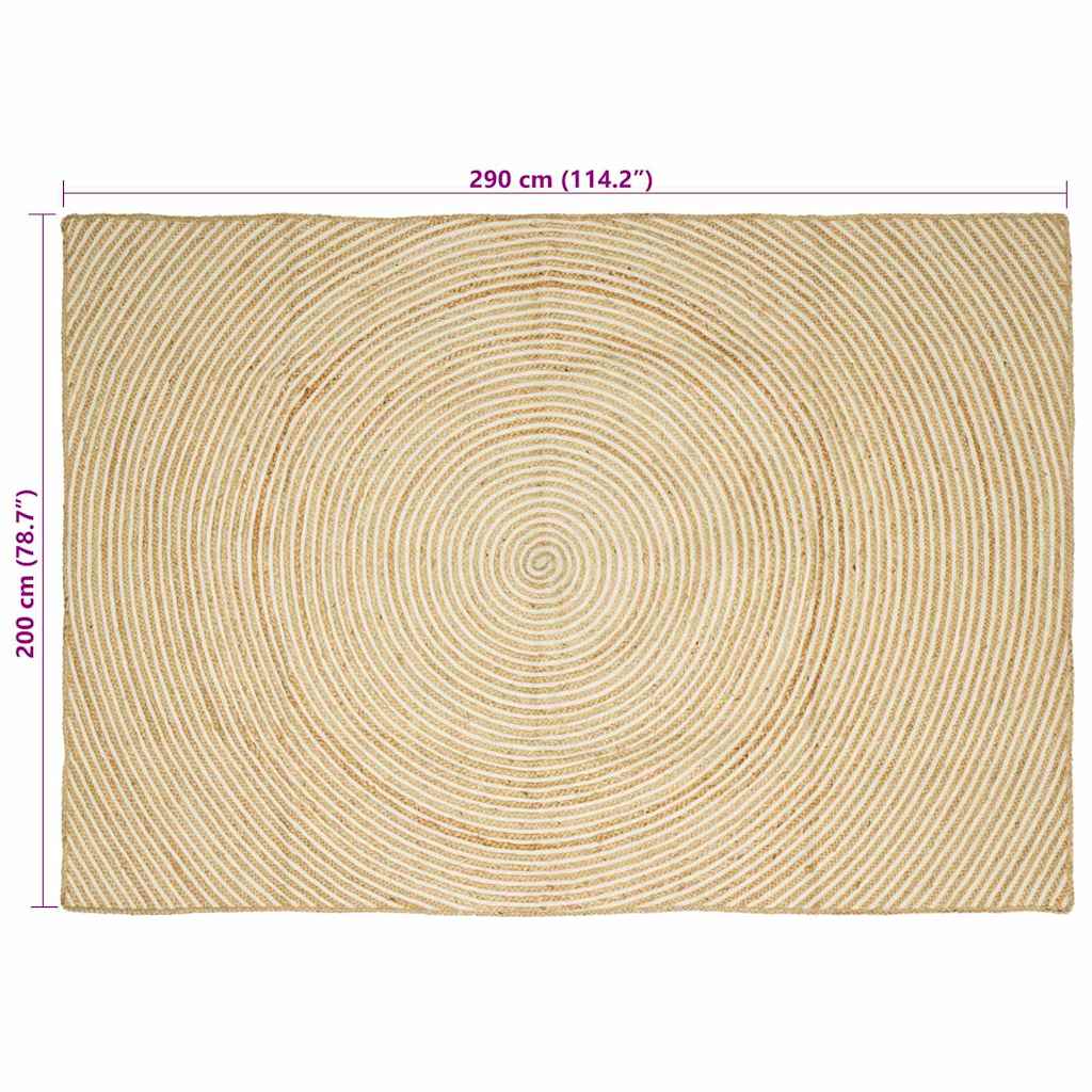 Tepisi za područja Bijela 200 x 290 cm Juta