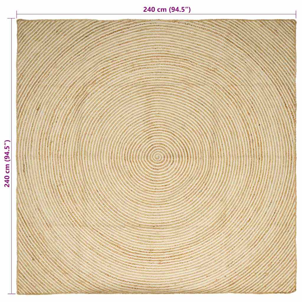 Tepisi za područja Bijela 240 x 240 cm Juta
