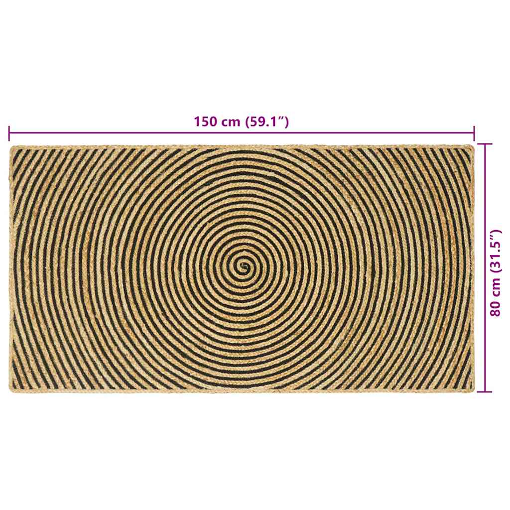 Tepisi za područja Crna 80 x 150 cm Juta