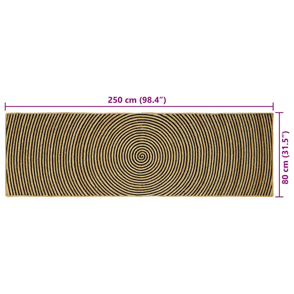 Tepisi za područja Crna 80 x 250 cm Juta