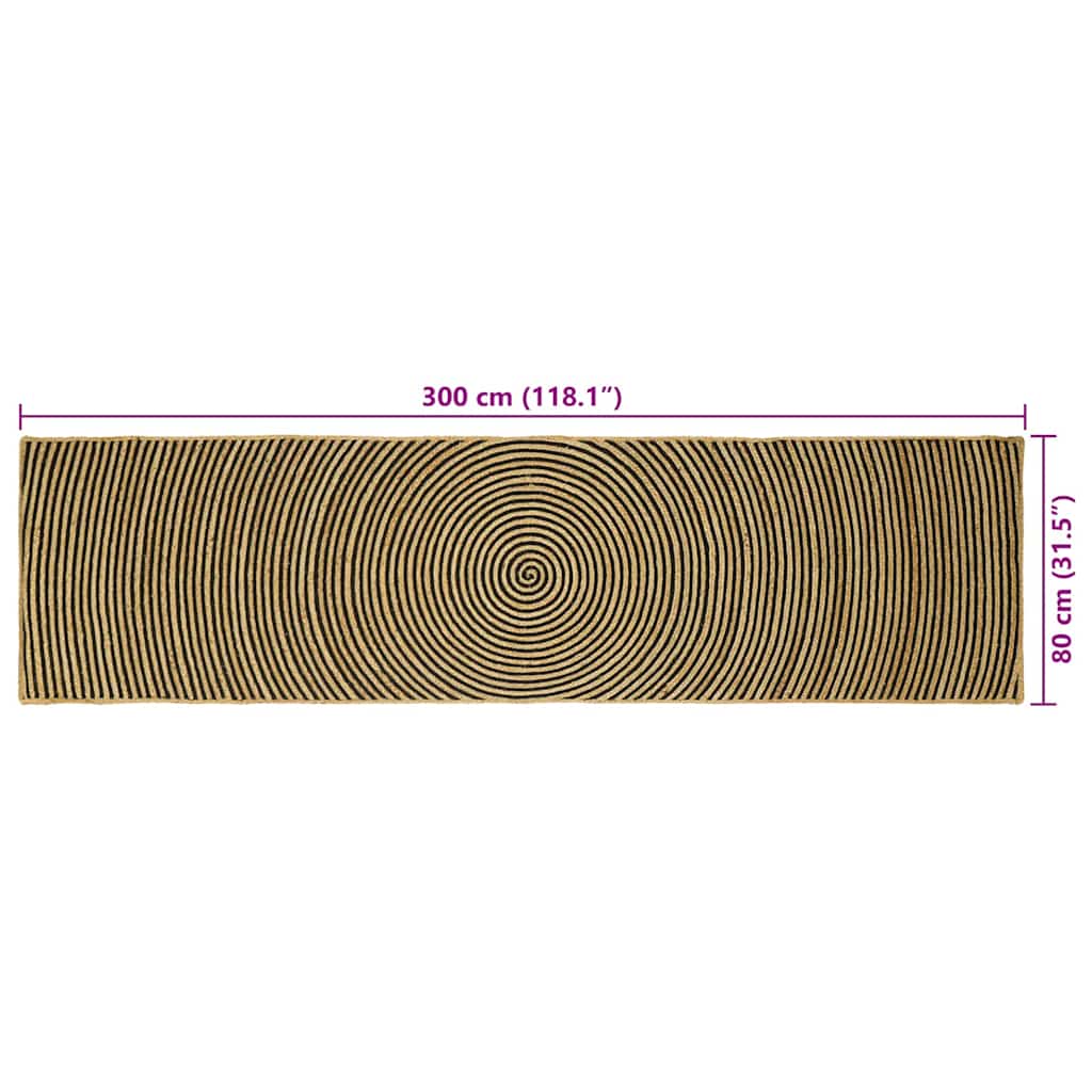 Tepisi za područja Crna 80 x 300 cm Juta