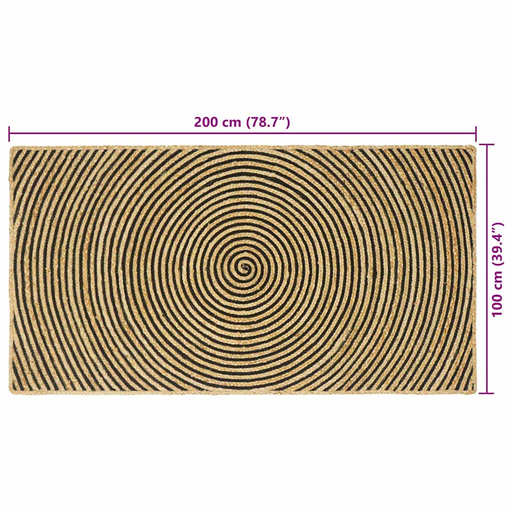 Tepisi za područja Crna 100 x 200 cm Juta