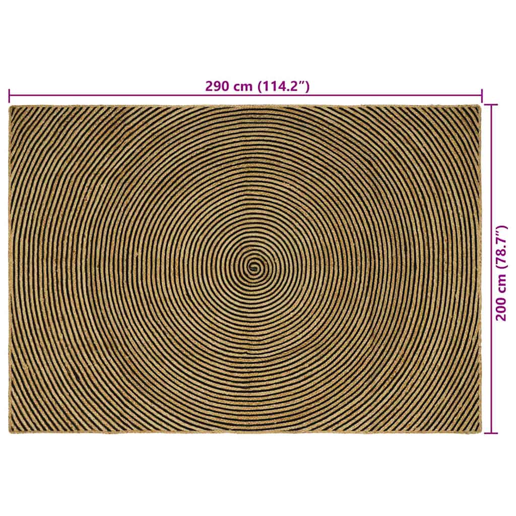 Tepisi za područja Crna 200 x 290 cm Juta