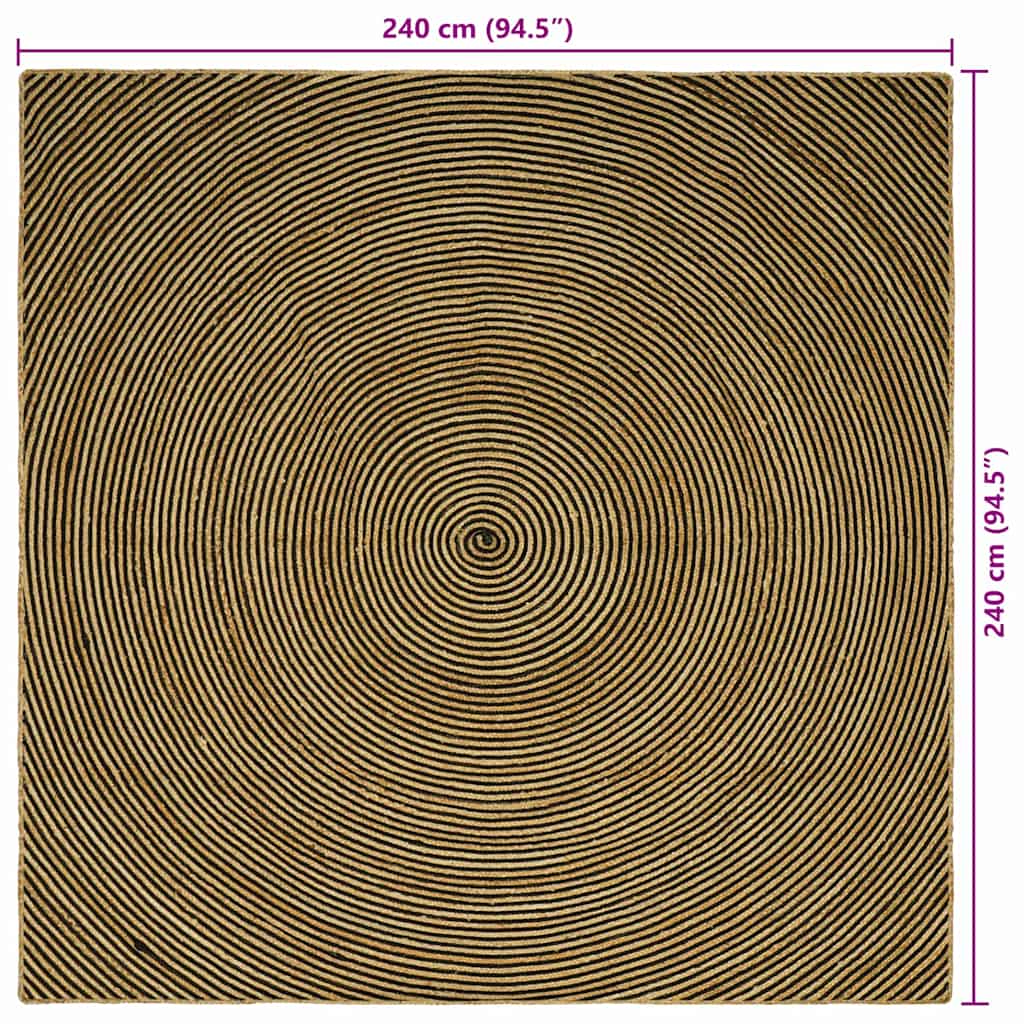 Tepisi za područja Crna 240 x 240 cm Juta