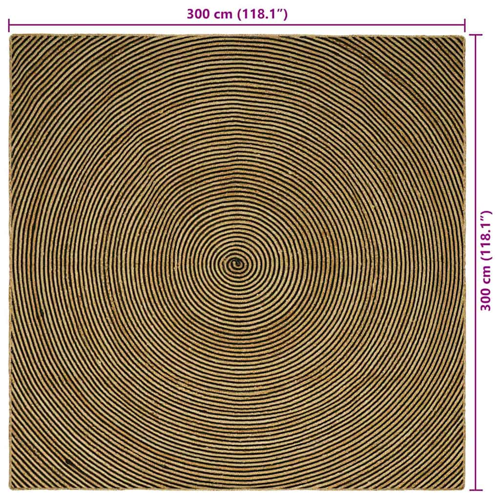 Tepisi za područja Crna 300 x 300 cm Juta