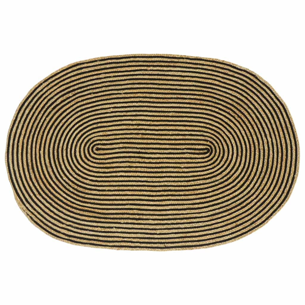 Tepisi za područja Prirodna i crna 122 x 183 cm Juta