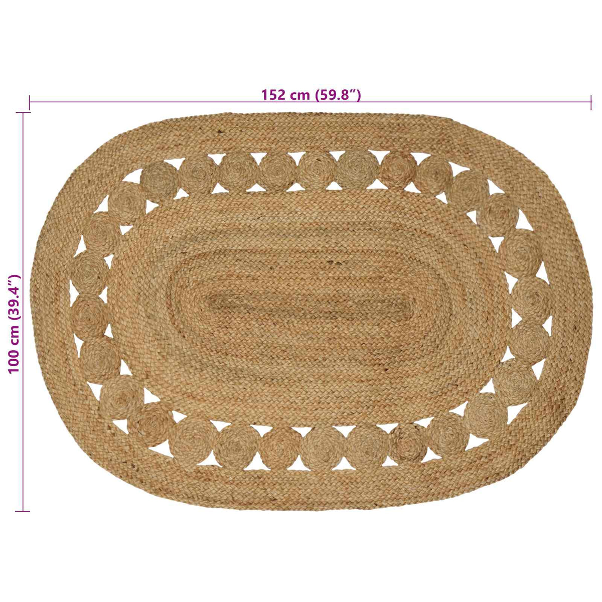 Tepisi za područja Prirodna 100 x 152 cm Juta