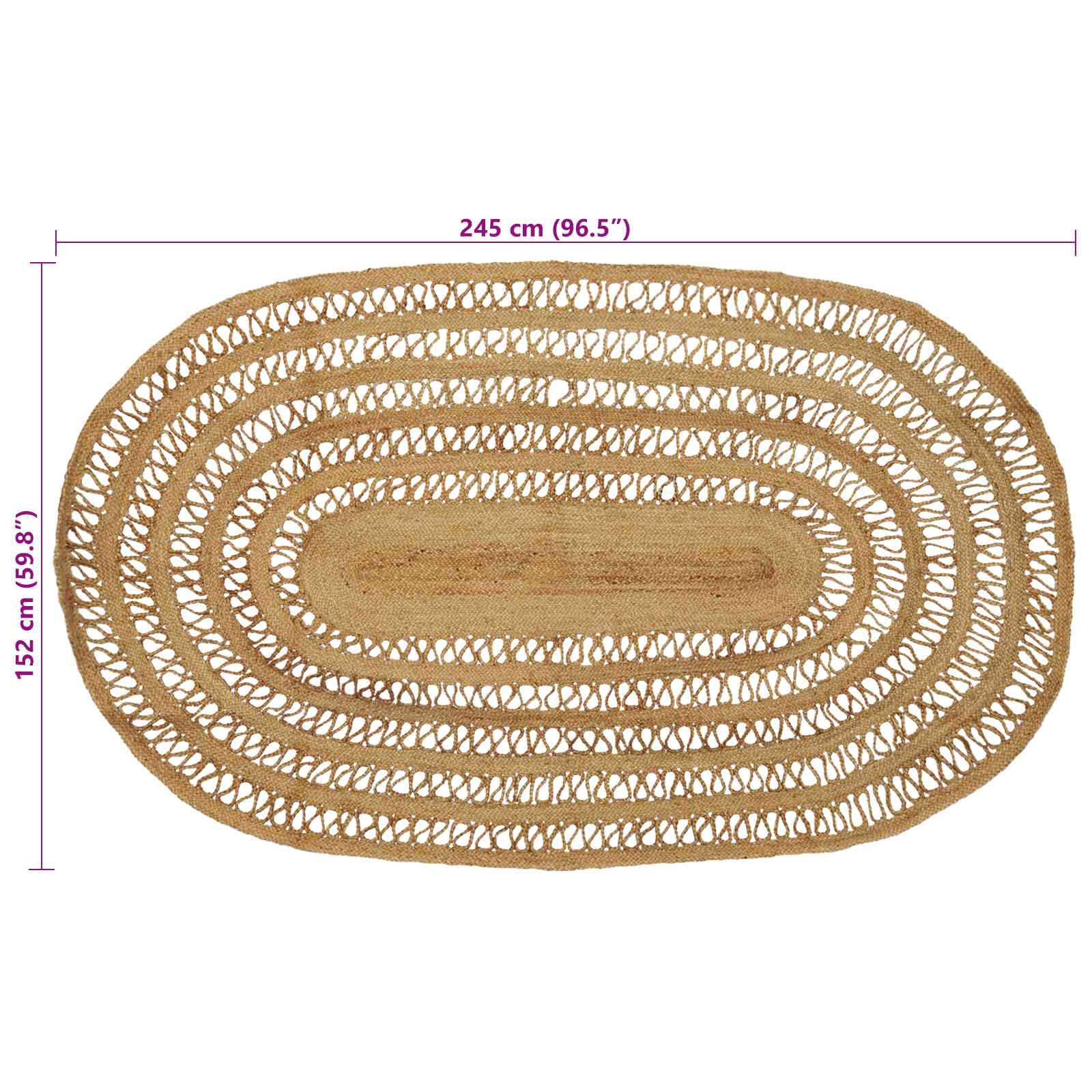 Tepisi za područja Prirodna 152 x 245 cm Juta