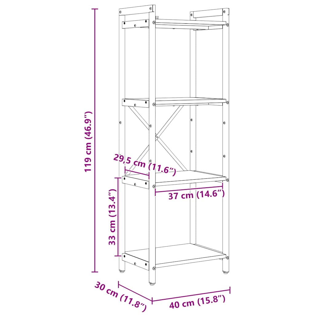 Polica Sivi hrast sonoma 40 x 30 x 119 cm Konstruirano drvo
