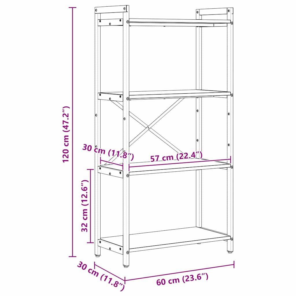 Polica Staro drvo 60 x 30 x 120 cm Konstruirano drvo