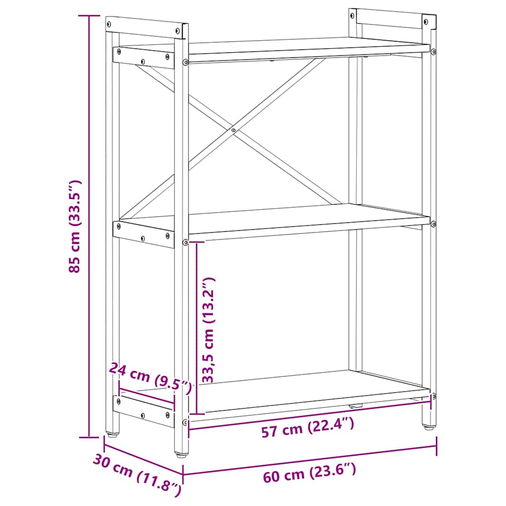 Polica Sivi hrast sonoma 60 x 30 x 85 cm Konstruirano drvo