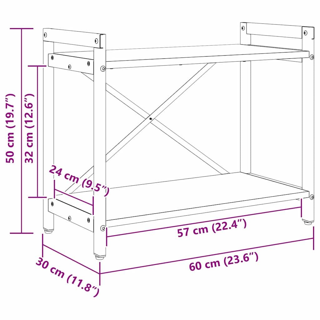Polica Crni hrast 60 x 30 x 50 cm Konstruirano drvo