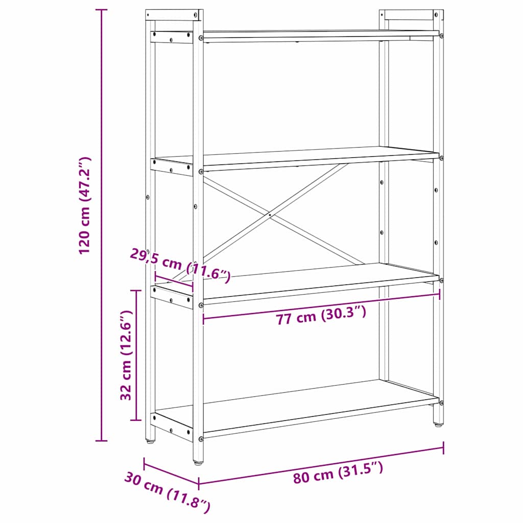 Polica Umjetnički hrast 80 x 30 x 120 cm Konstruirano drvo