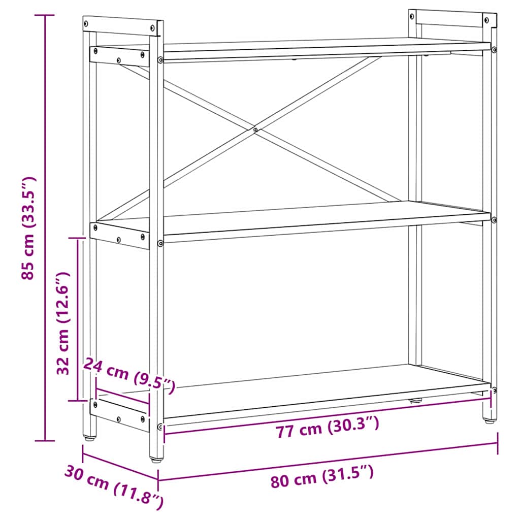 Polica Sivi hrast sonoma 80 x 30 x 85 cm Konstruirano drvo