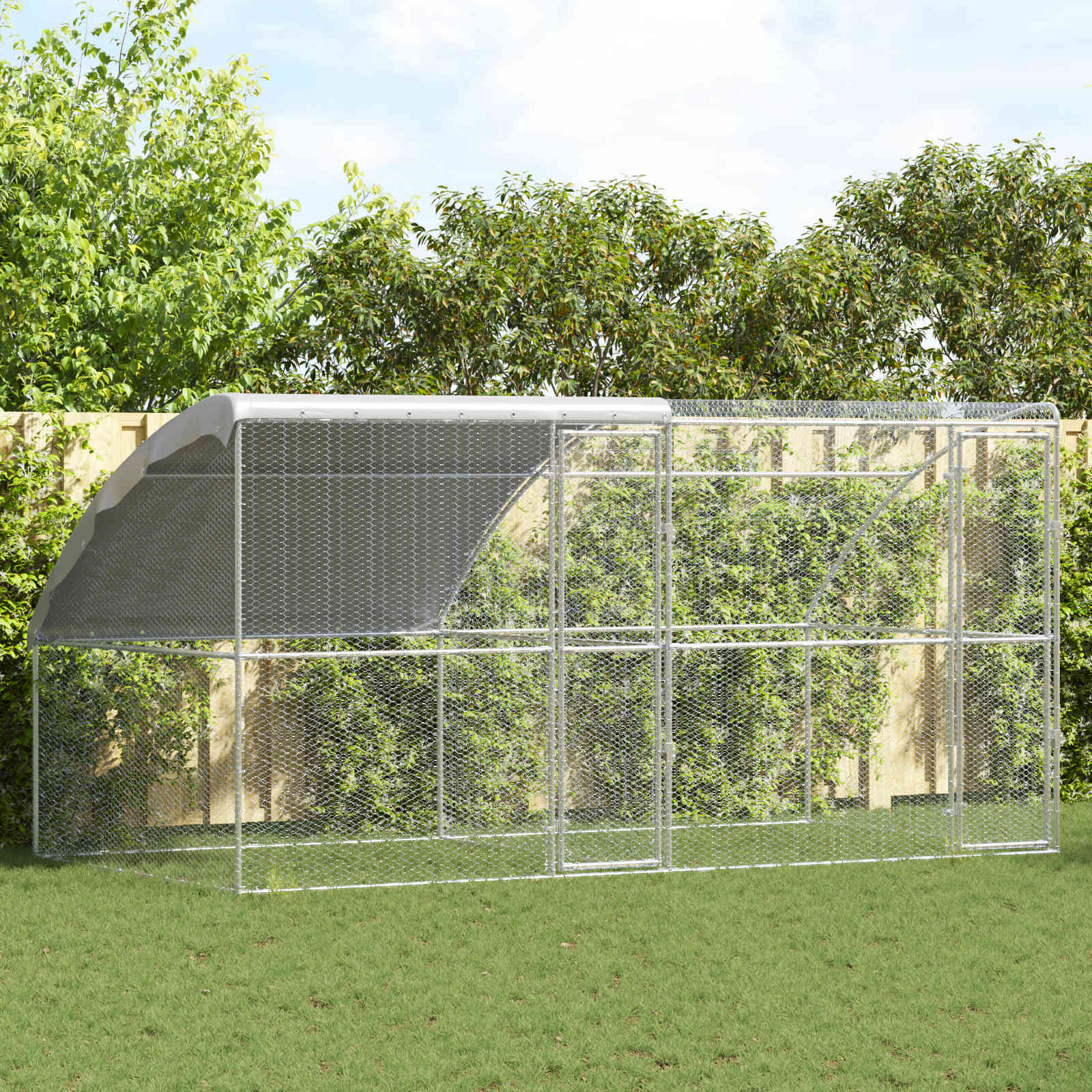 Kavez za piliće 2 pcs Srebrno 400 x 200 x 200 cm Čelik i PE