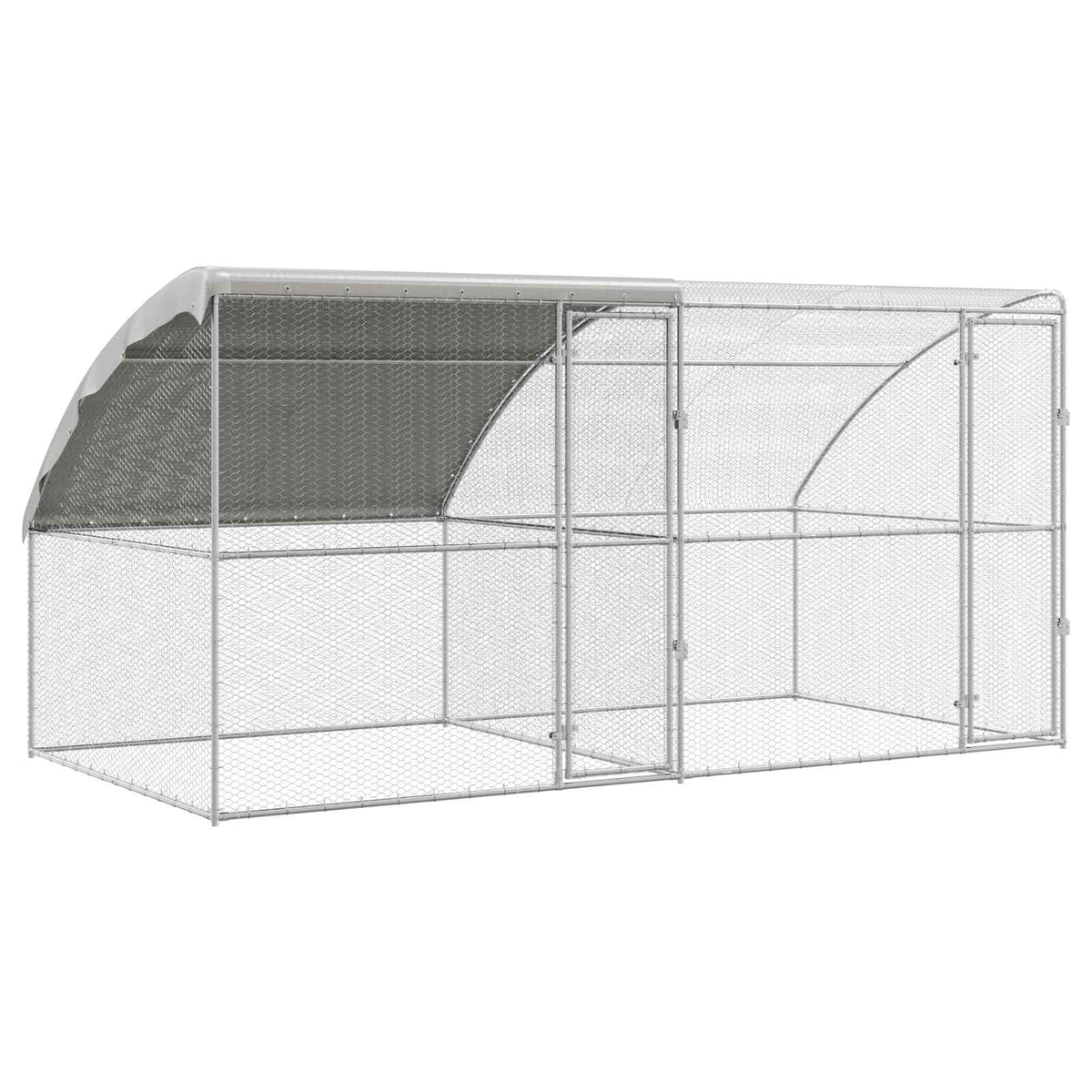 Kavez za piliće 2 pcs Srebrno 400 x 200 x 200 cm Čelik i PE