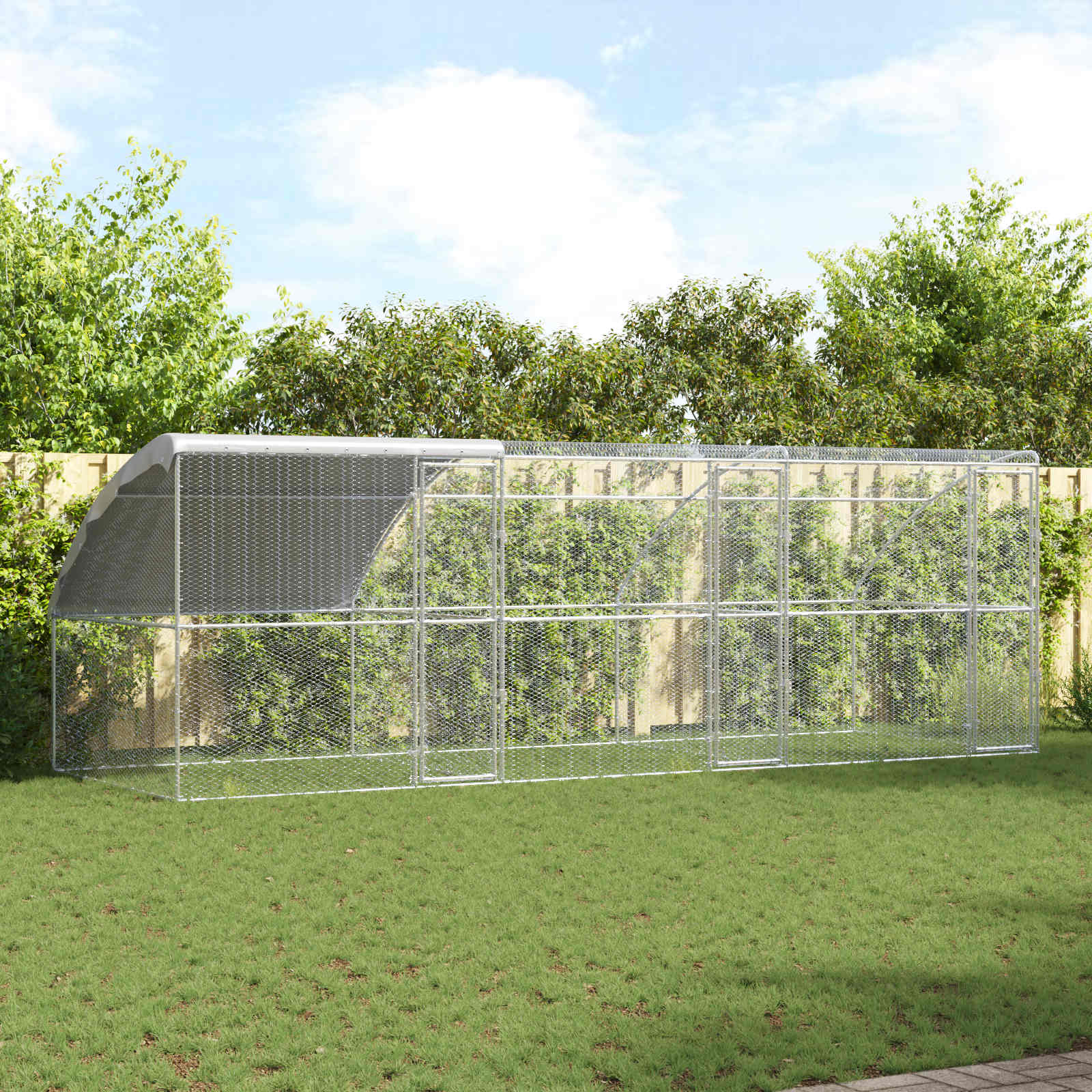 Kavez za piliće 3 pcs Srebrno 600 x 200 x 200 cm Čelik i PE