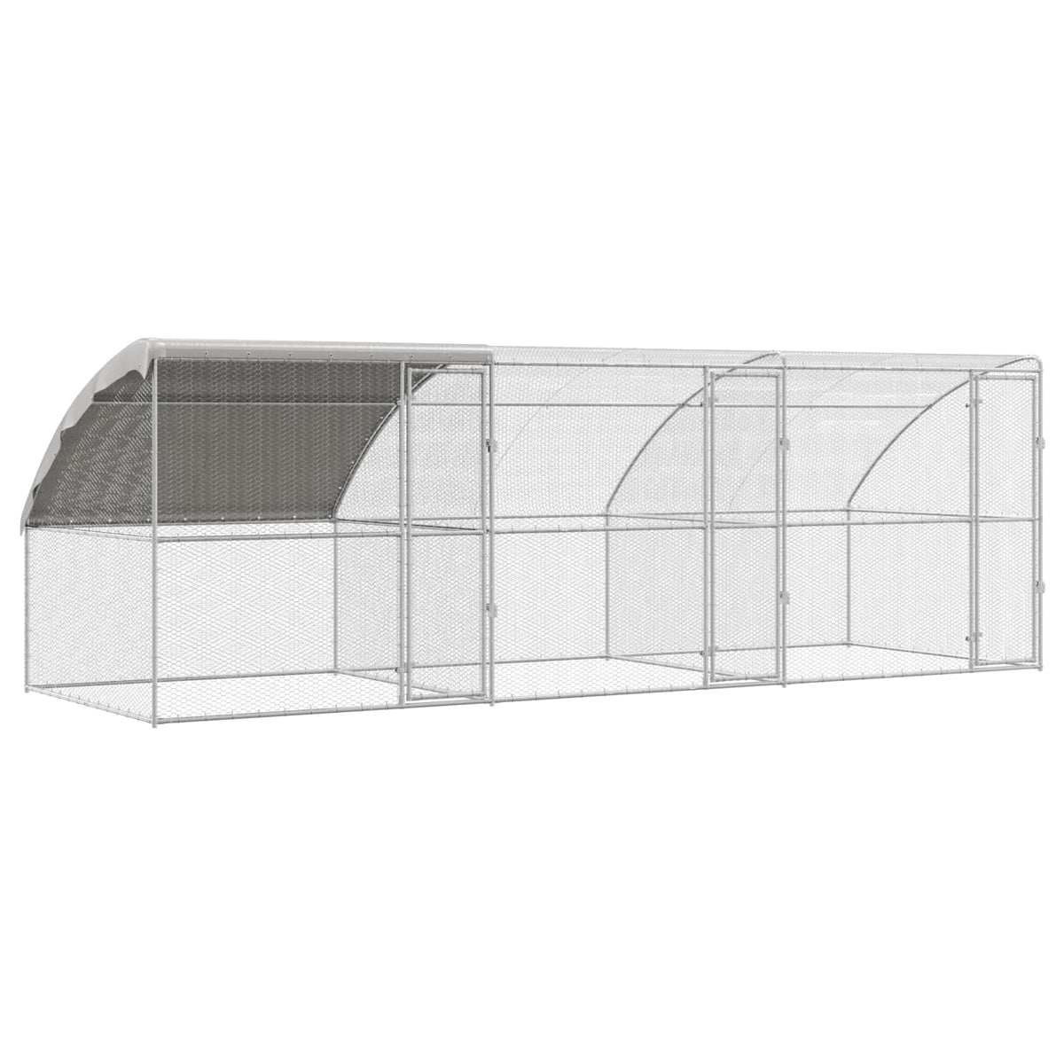 Kavez za piliće 3 pcs Srebrno 600 x 200 x 200 cm Čelik i PE