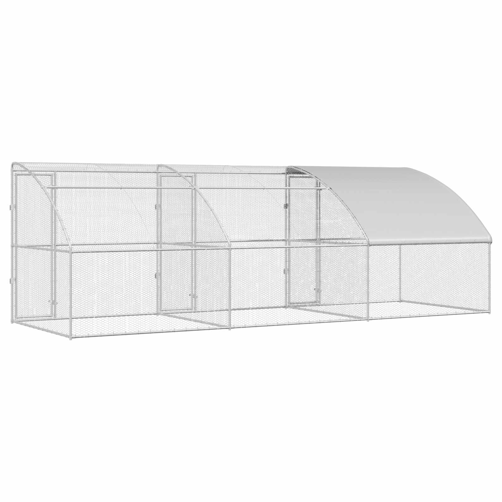 Kavez za piliće 3 pcs Srebrno 600 x 200 x 200 cm Čelik i PE