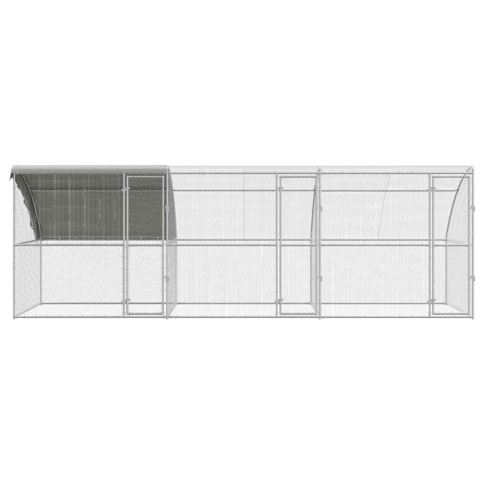 Kavez za piliće 3 pcs Srebrno 600 x 200 x 200 cm Čelik i PE