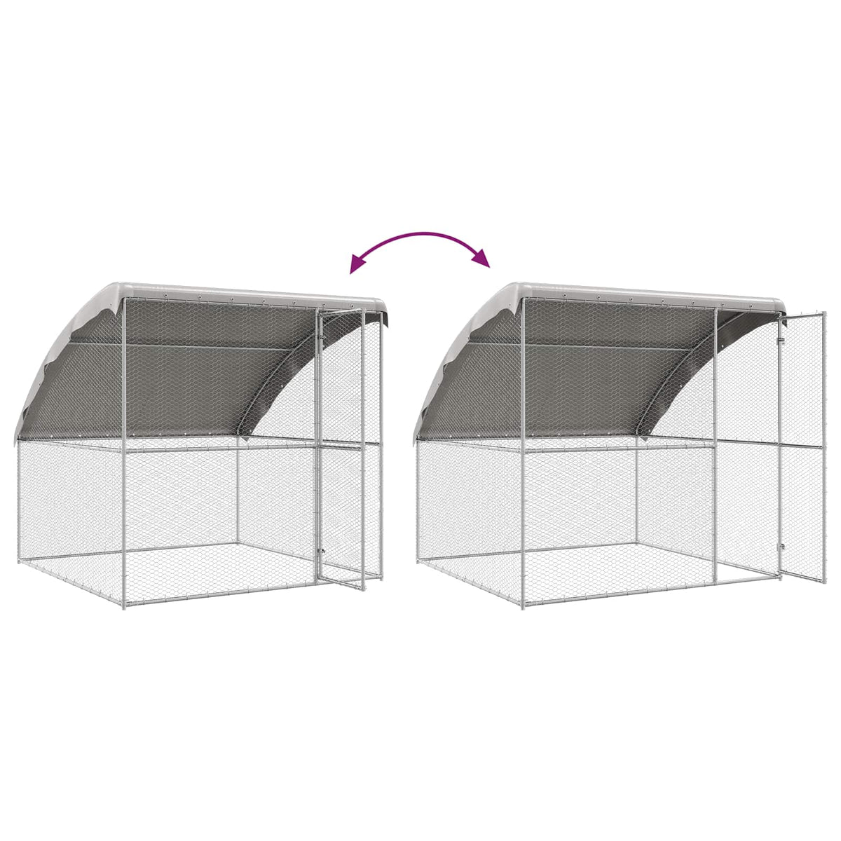 Kavez za piliće 3 pcs Srebrno 600 x 200 x 200 cm Čelik i PE