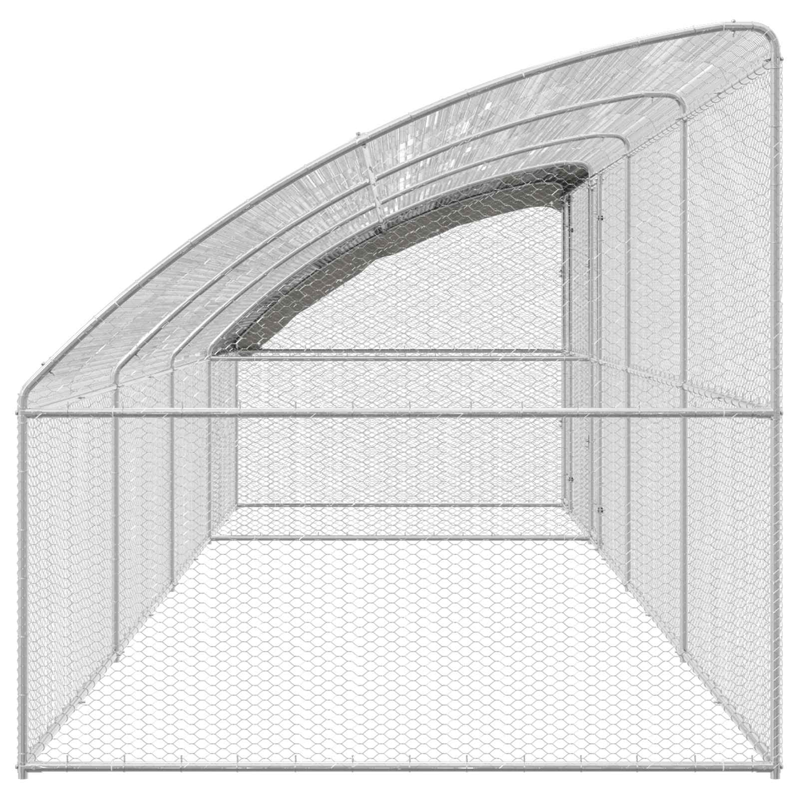 Kavez za piliće 4 pcs Srebrno 800 x 200 x 200 cm Čelik i PE