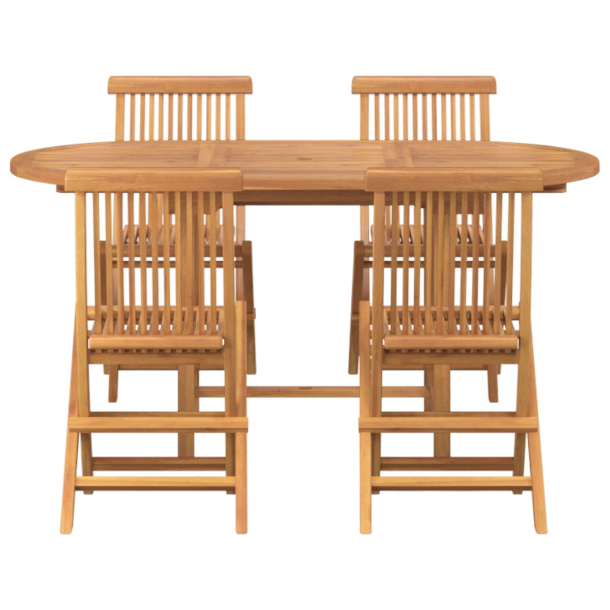 Vrtni set za objed 5 pcs Smeđa Čvrsto teak drvo