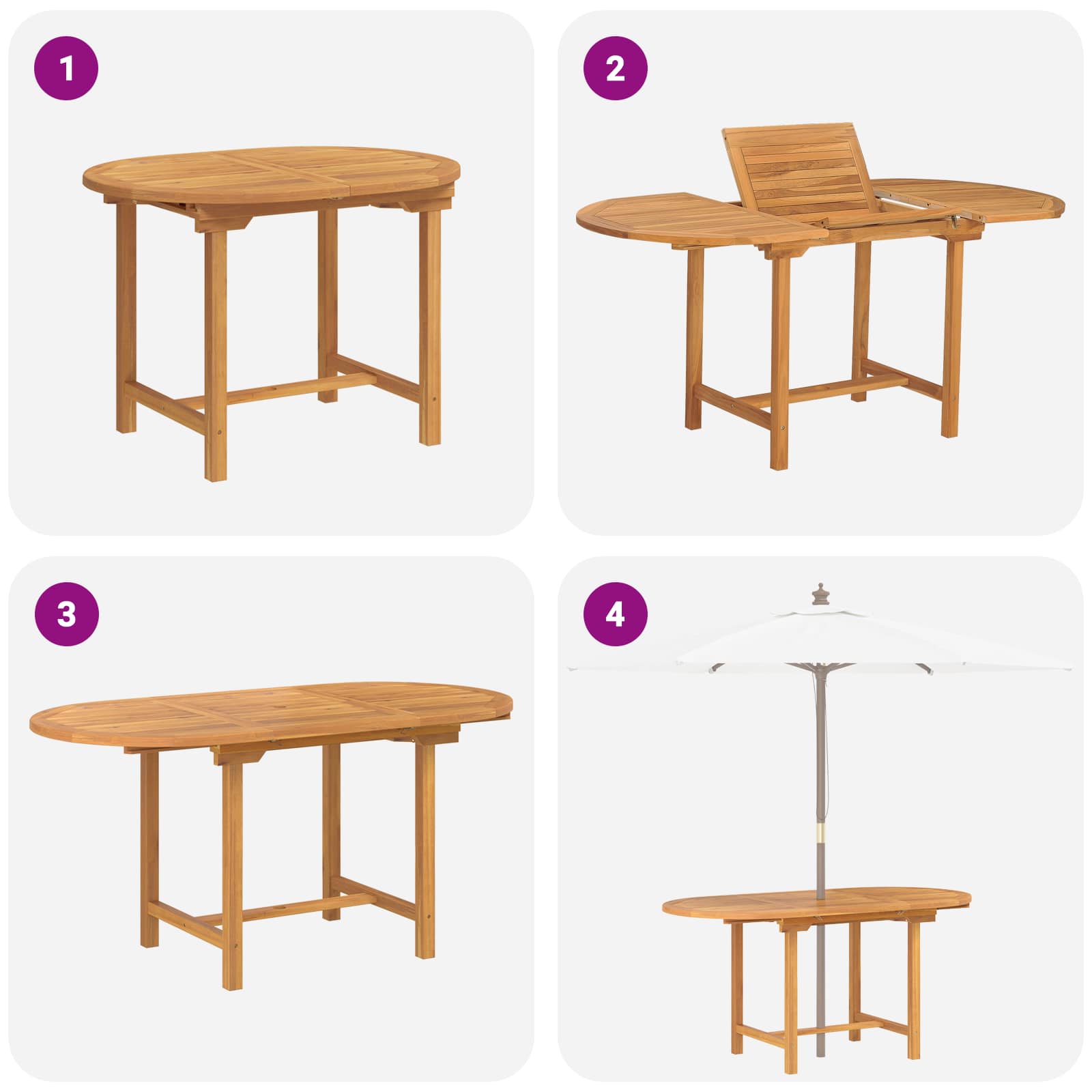 Vrtni set za objed 5 pcs Smeđa Čvrsto teak drvo
