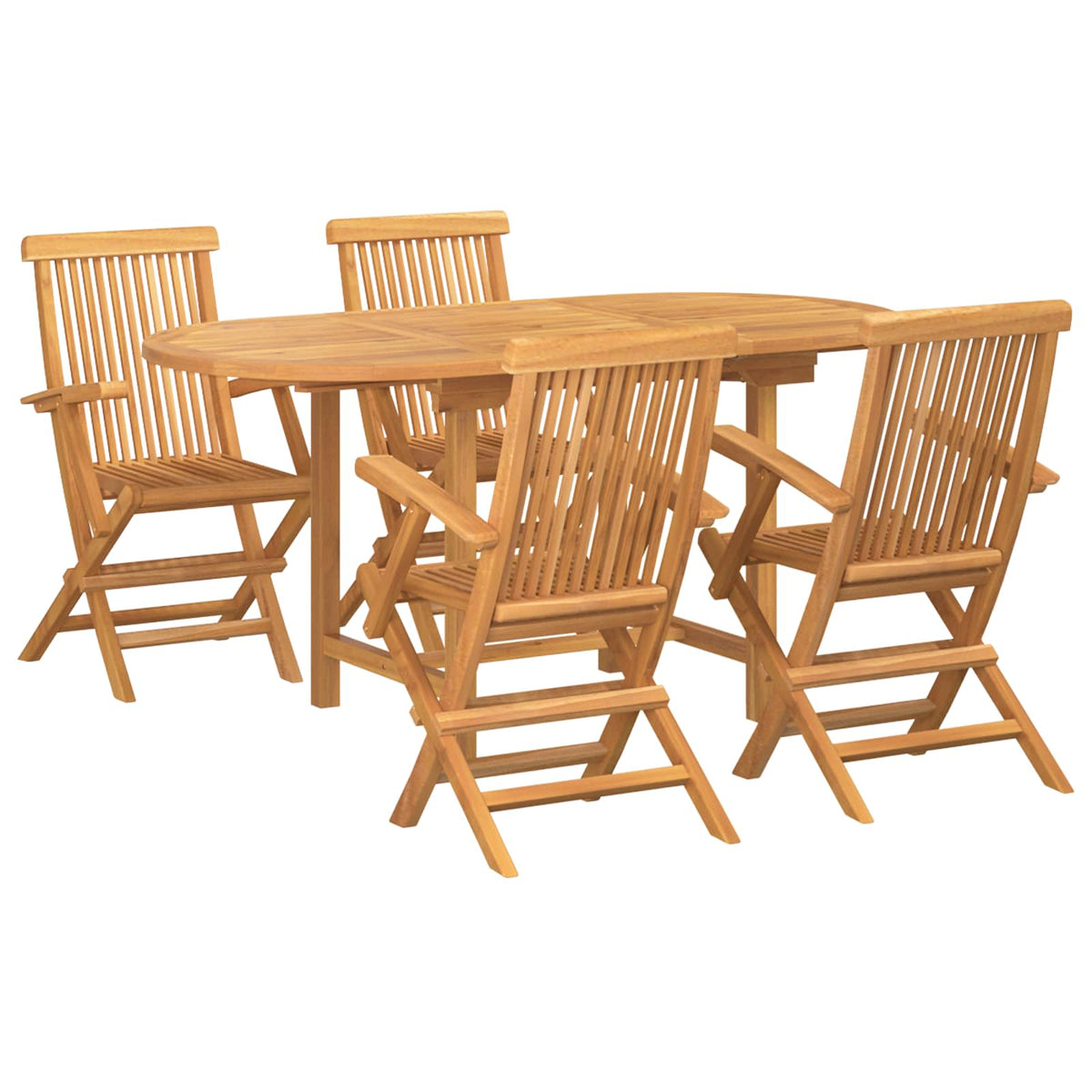 Vrtni set za objed 5 pcs Smeđa Čvrsto teak drvo