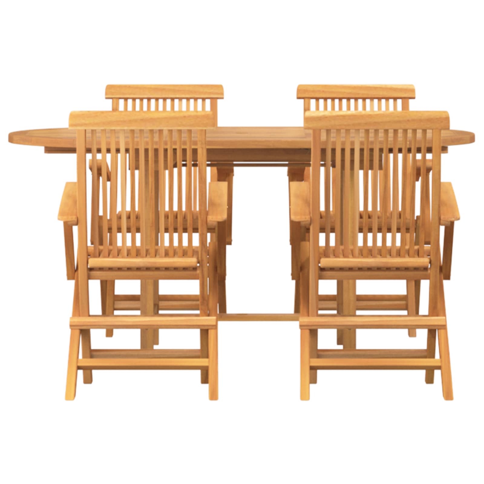 Vrtni set za objed 5 pcs Smeđa Čvrsto teak drvo