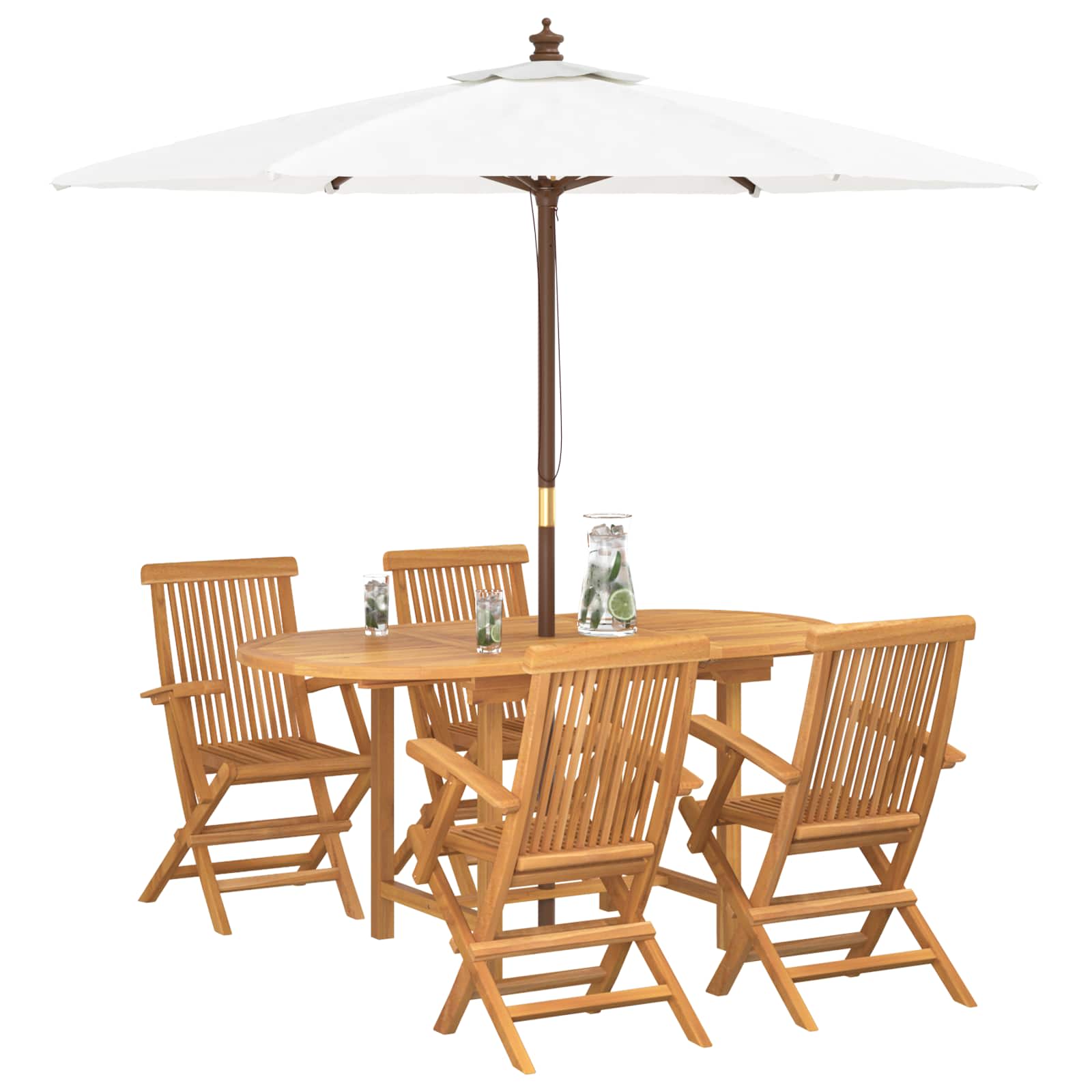 Vrtni set za objed 5 pcs Smeđa Čvrsto teak drvo