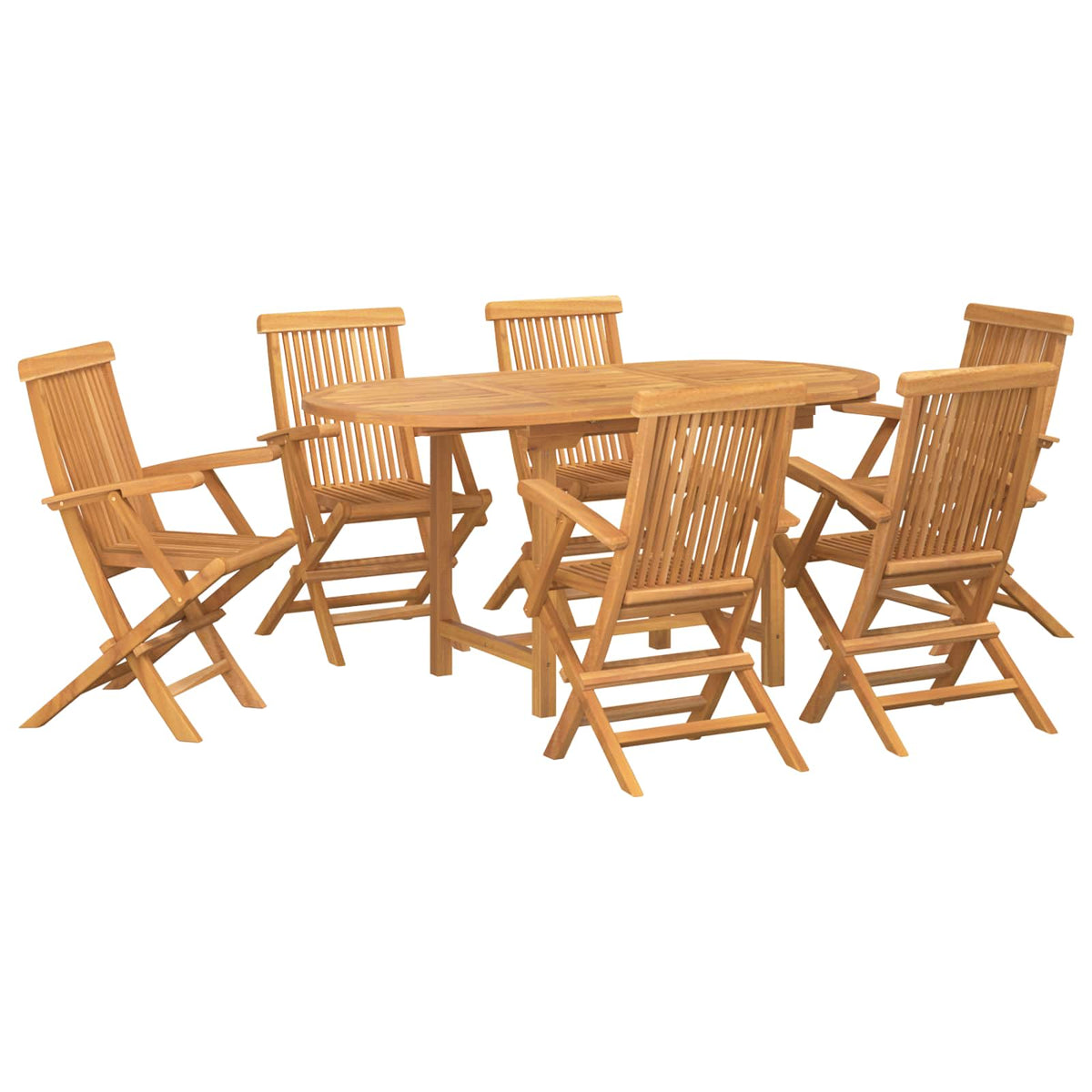Vrtni set za objed 7 pcs Smeđa Čvrsto teak drvo
