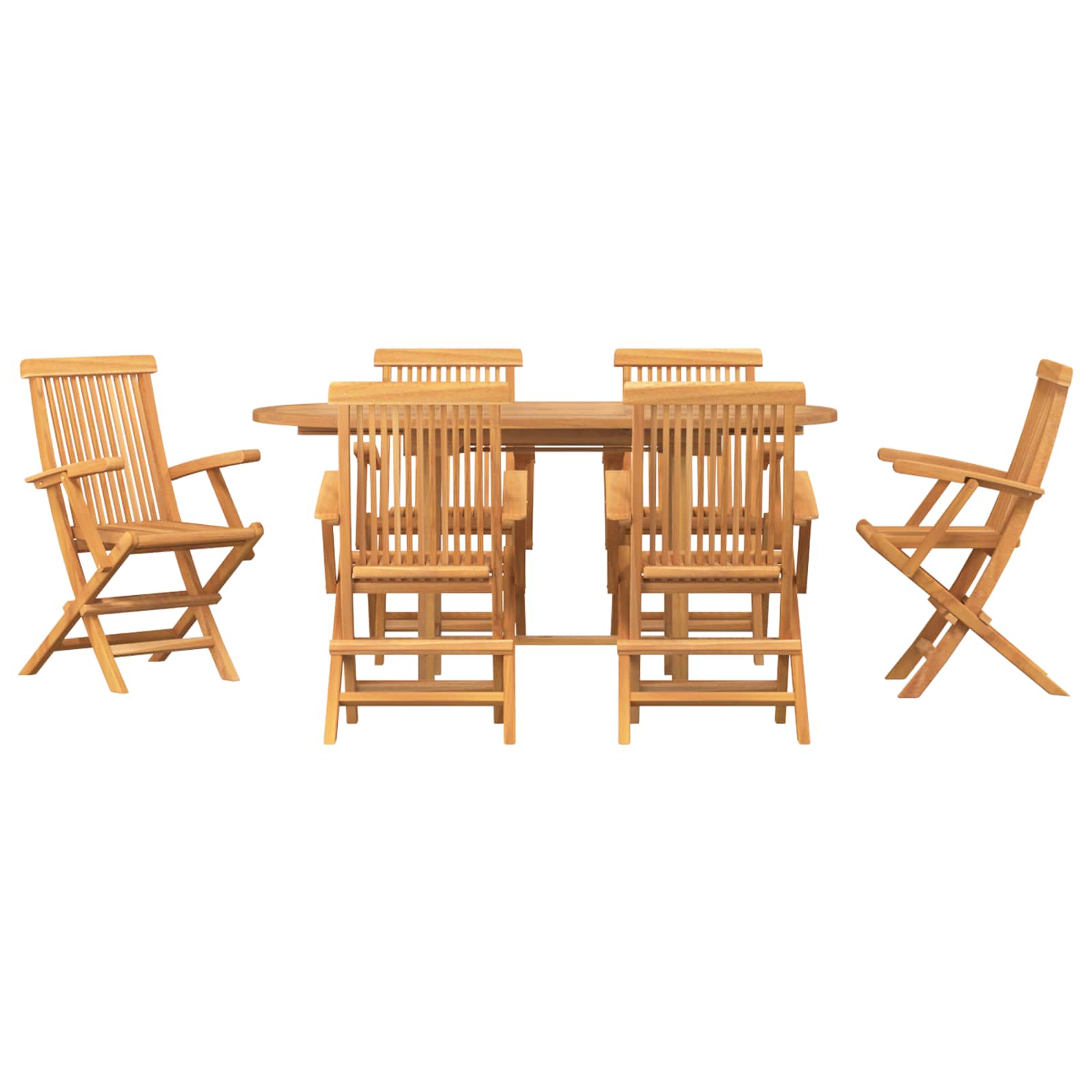 Vrtni set za objed 7 pcs Smeđa Čvrsto teak drvo
