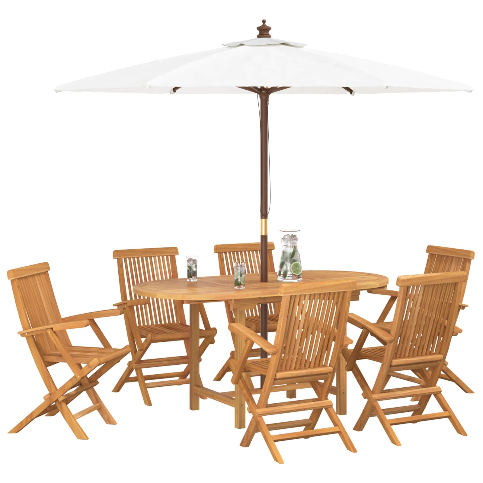 Vrtni set za objed 7 pcs Smeđa Čvrsto teak drvo