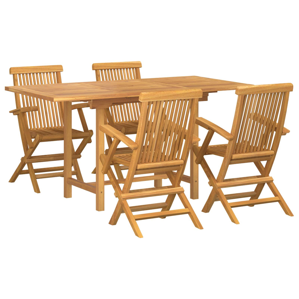 Vrtni set za objed 5 pcs Smeđa Čvrsto teak drvo