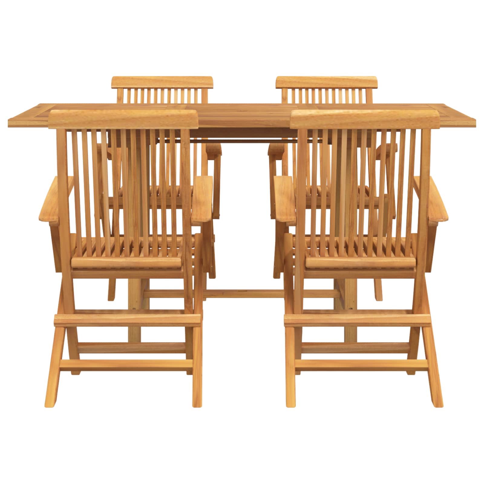 Vrtni set za objed 5 pcs Smeđa Čvrsto teak drvo