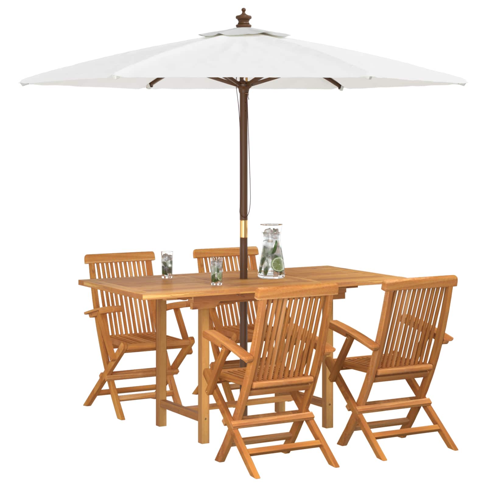 Vrtni set za objed 5 pcs Smeđa Čvrsto teak drvo