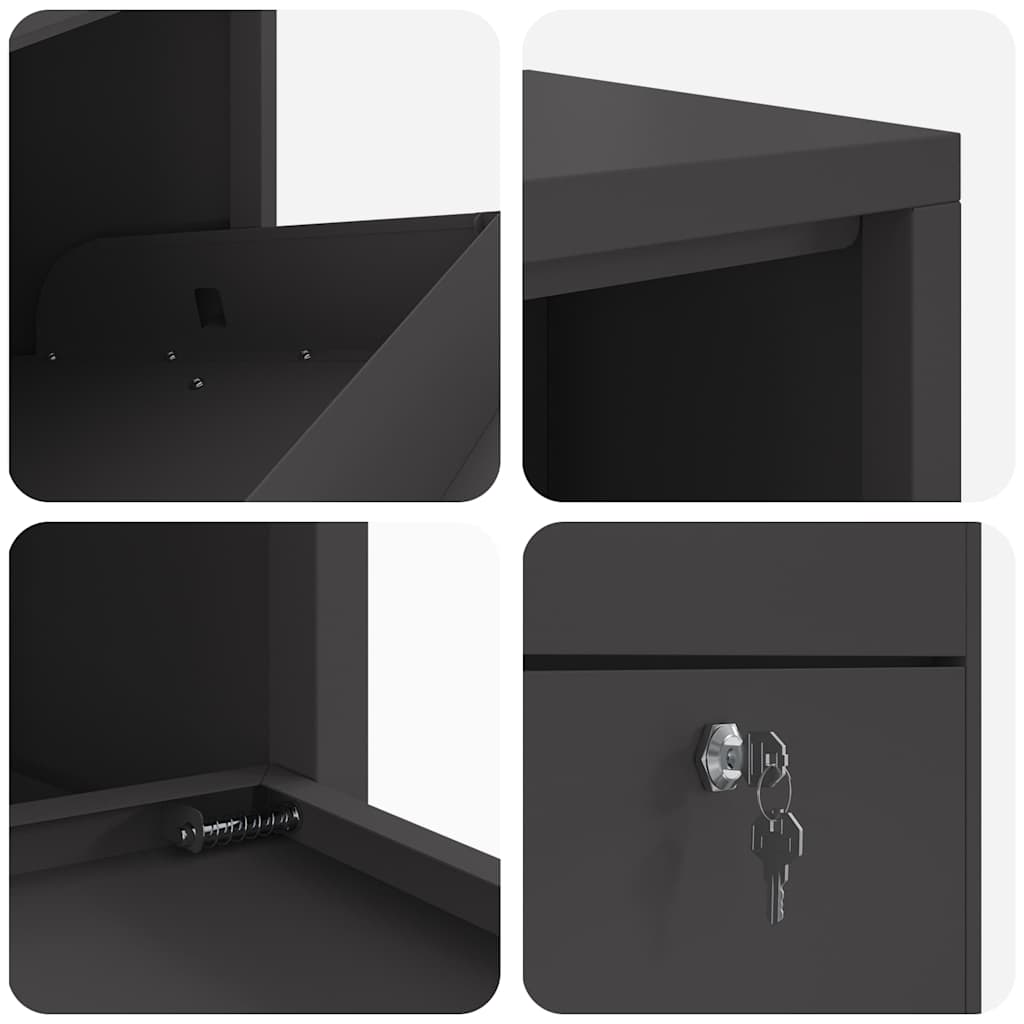 Sandučić za pakete s pohranom Crna 44 x 22 x 82 cm Čelik