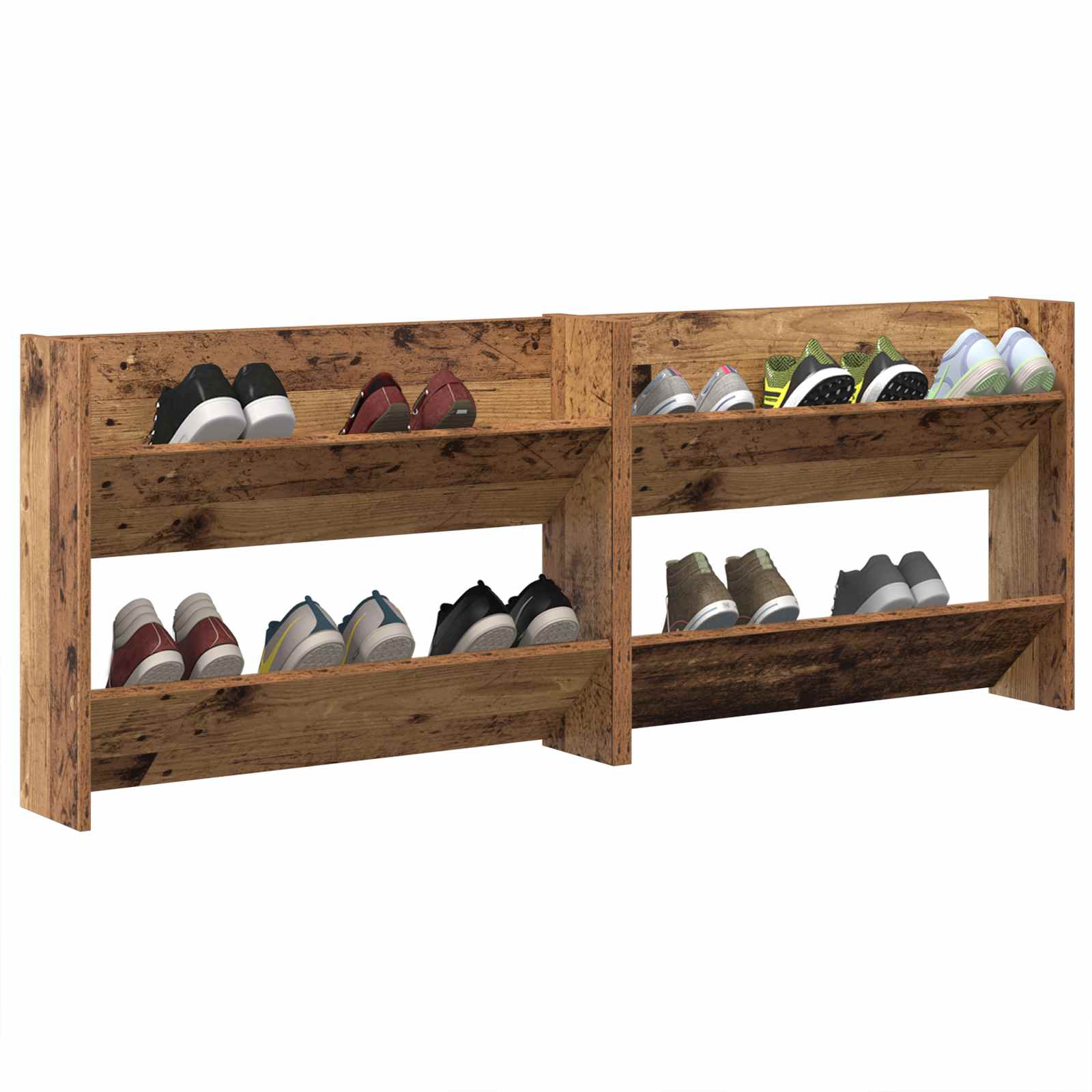 Ormar za cipele s policom 2 pcs Staro drvo 80 x 18 x 60 cm
